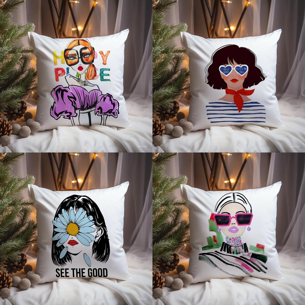 Chic Lady Illustration Cushion - Interior Design Illustrated review and price